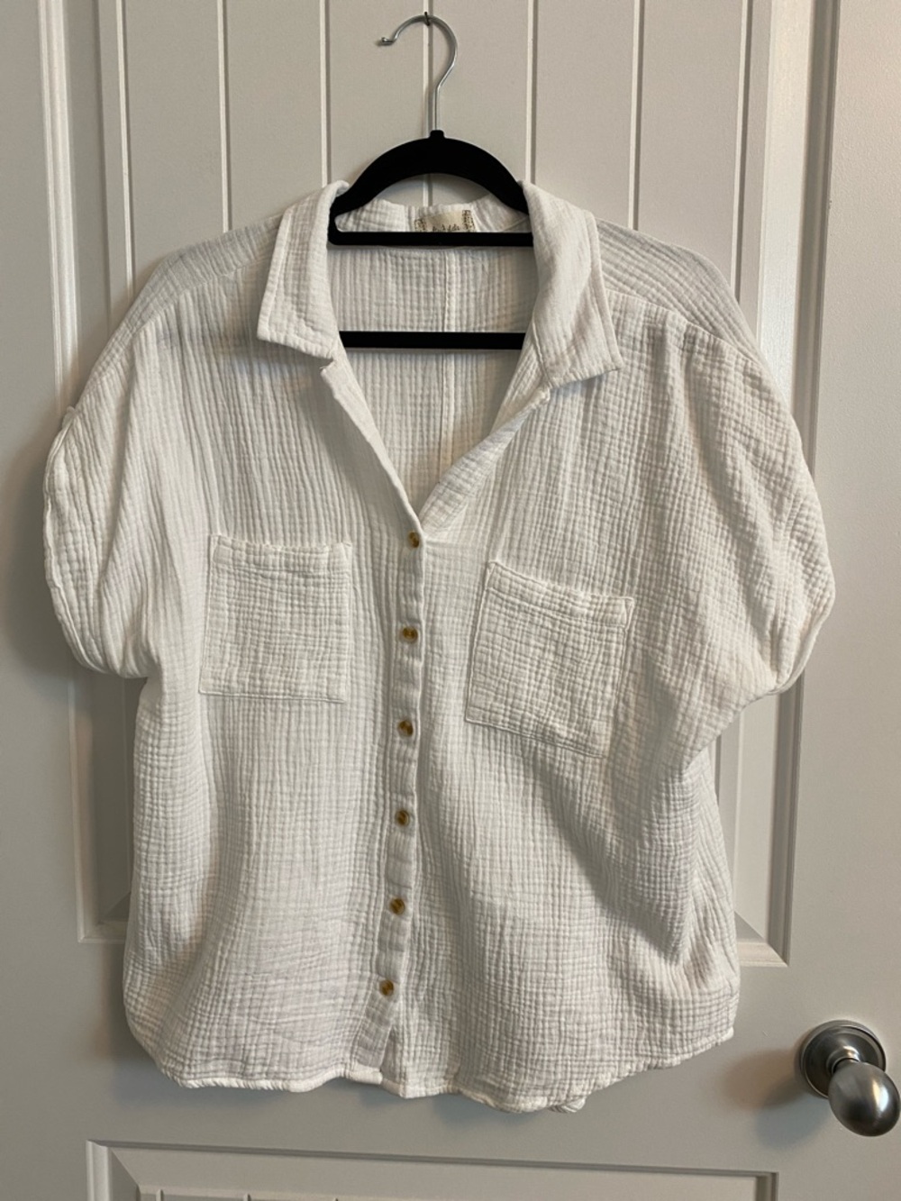 Altar'd State White Gauze Button-Up Blouse